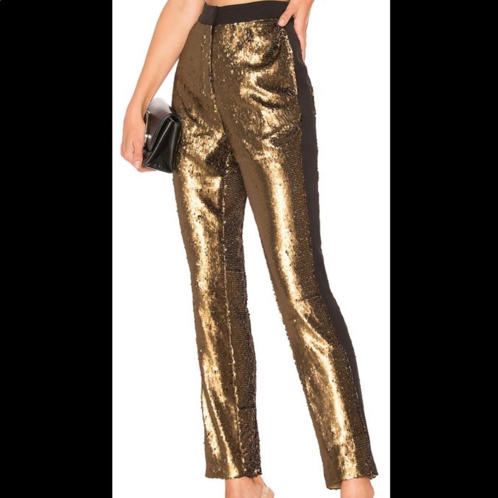 NBD Gold Bronze Sequin Tuxedo Pants